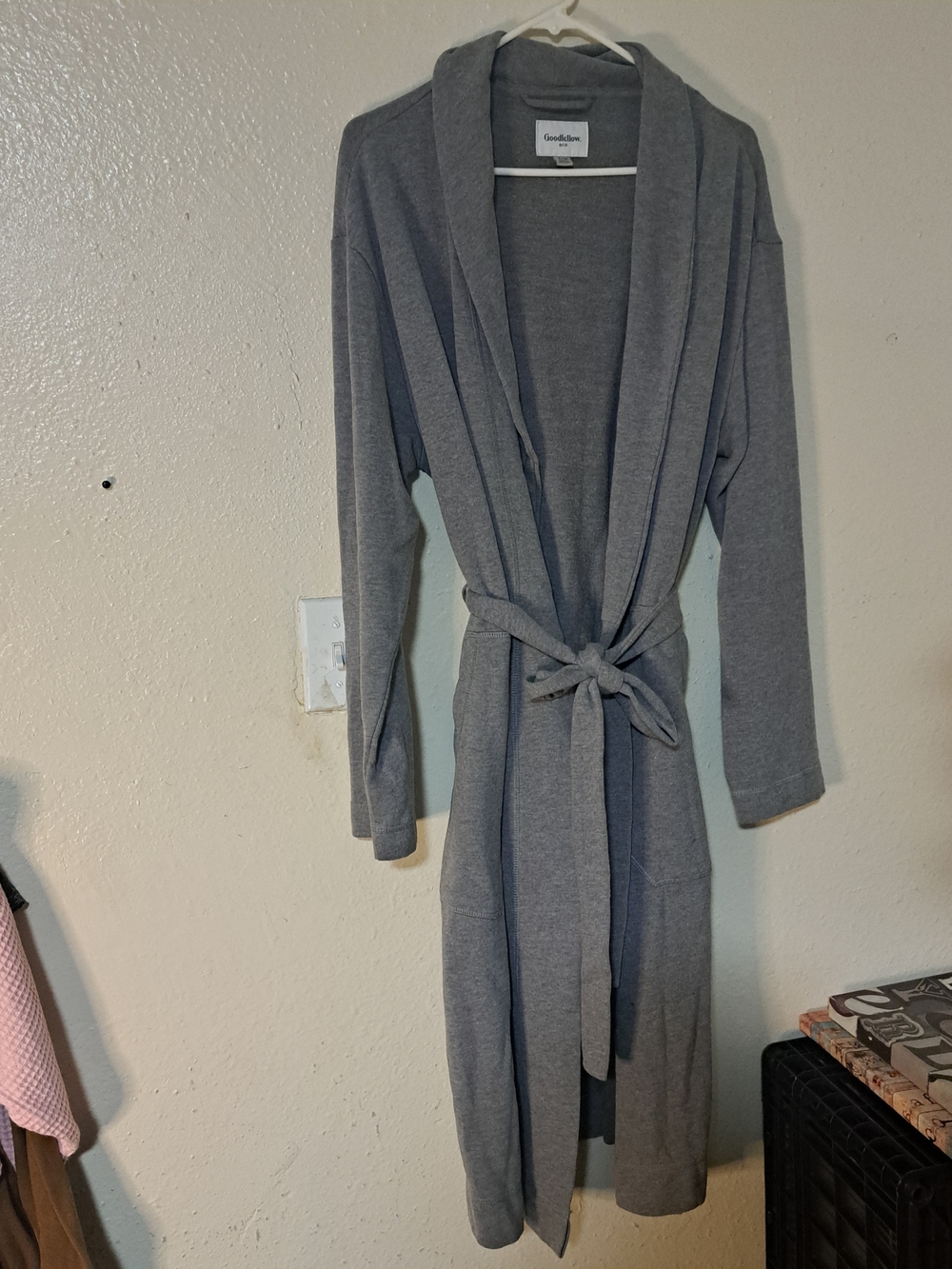 Goodfellow & Co Women's Heather Gray Long Shawl Robe with Tie